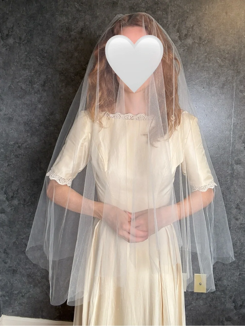 Soft White Fingertip Length Veil with Blusher